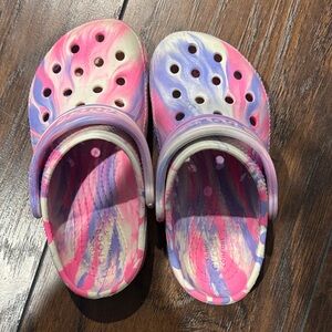 CROCS Kids Sandals in Pink, Purple, and Cream
